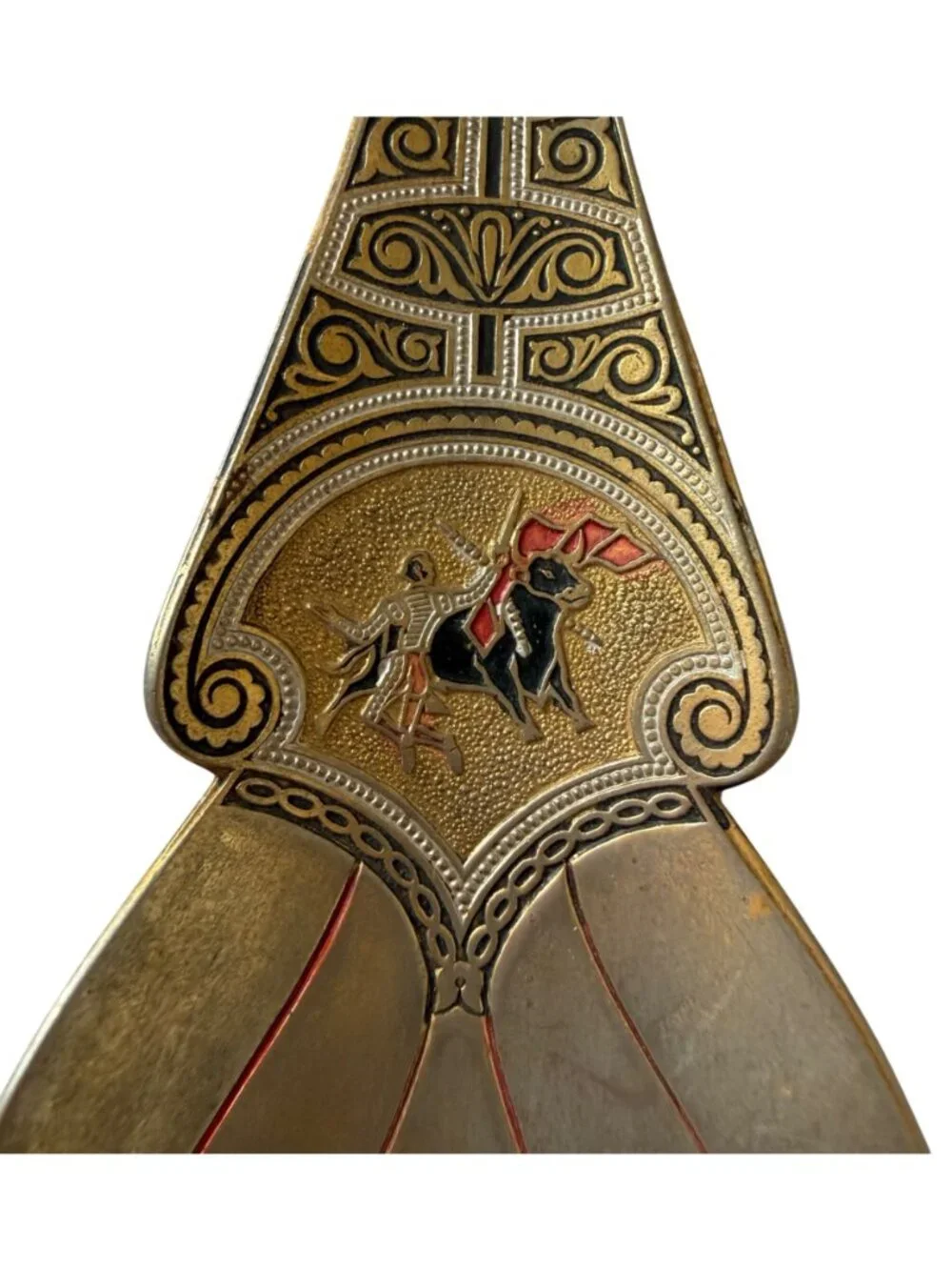 Vintage Spanish Matador Bull Shoe Horn Damascene Style Toledo Spain Souvenir
